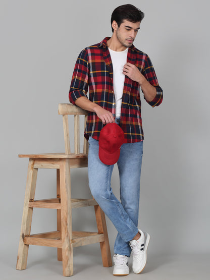 Casual Shirt for Men | Breathable & Soft with Color Fastness Regular Fit Spread Collar Neck Cotton Fabric Checkered Pattern