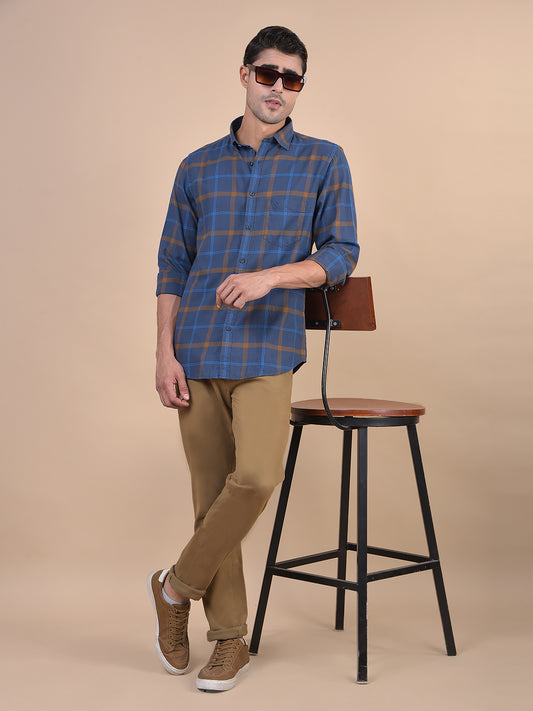 Casual Shirt for Men | Breathable & Soft with Color Fastness Regular Fit Spread Collar Neck Cotton Fabric Checkered Pattern