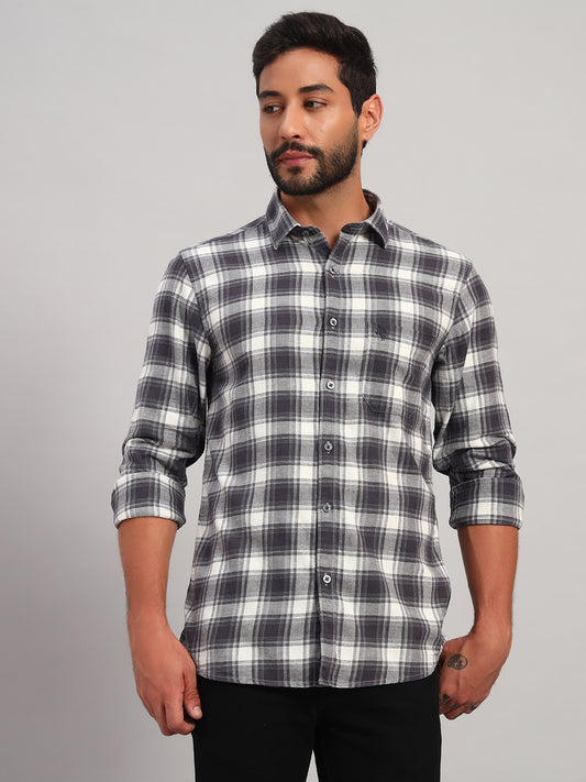 Casual Shirt for Men | Breathable & Soft with Color Fastness Regular Fit Spread Collar Neck Cotton Fabric Checkered Pattern