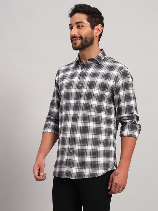 Casual Shirt for Men | Breathable & Soft with Color Fastness Regular Fit Spread Collar Neck Cotton Fabric Checkered Pattern