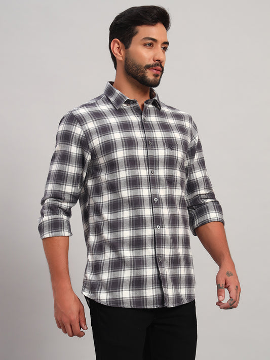 Casual Shirt for Men | Breathable & Soft with Color Fastness Regular Fit Spread Collar Neck Cotton Fabric Checkered Pattern