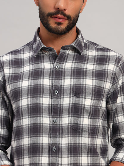 Casual Shirt for Men | Breathable & Soft with Color Fastness Regular Fit Spread Collar Neck Cotton Fabric Checkered Pattern