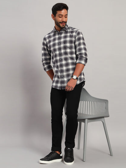 Casual Shirt for Men | Breathable & Soft with Color Fastness Regular Fit Spread Collar Neck Cotton Fabric Checkered Pattern