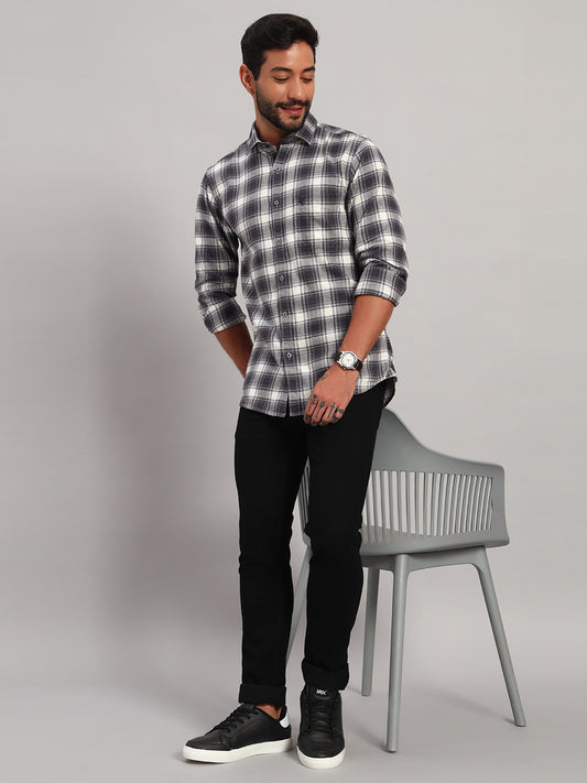 Casual Shirt for Men | Breathable & Soft with Color Fastness Regular Fit Spread Collar Neck Cotton Fabric Checkered Pattern
