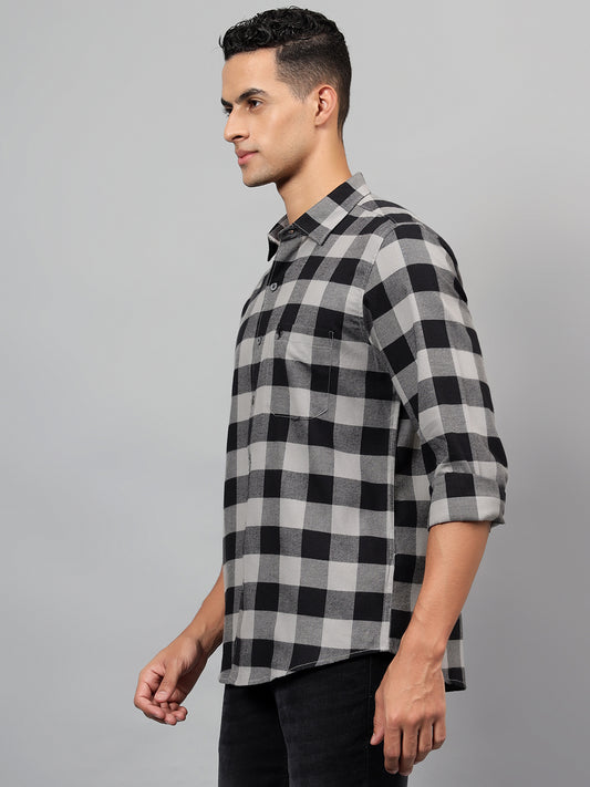 Casual Shirt for Men | Breathable & Soft with Color Fastness Regular Fit Spread Collar Neck Cotton Fabric Checkered Pattern