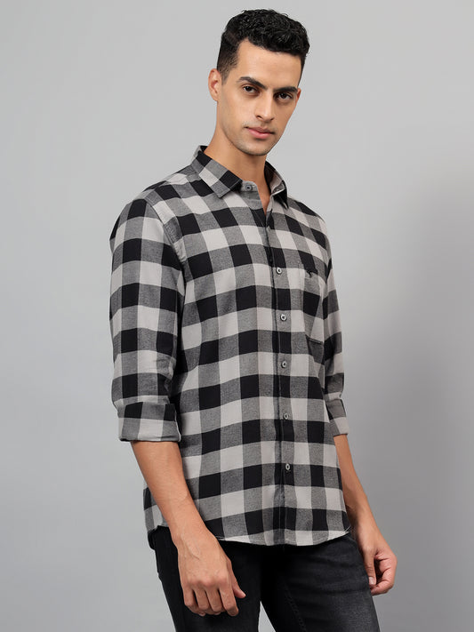 Casual Shirt for Men | Breathable & Soft with Color Fastness Regular Fit Spread Collar Neck Cotton Fabric Checkered Pattern