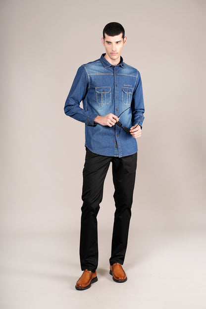 Casual Shirt for Men | Breathable & Soft with Color Fastness Regular Fit Spread Collar Neck Cotton Fabric Solid Pattern