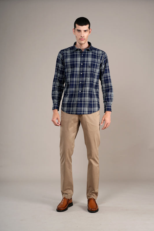 Casual Shirt for Men | Breathable & Soft with Color Fastness Regular Fit Spread Collar Neck Cotton Fabric Checkered Pattern