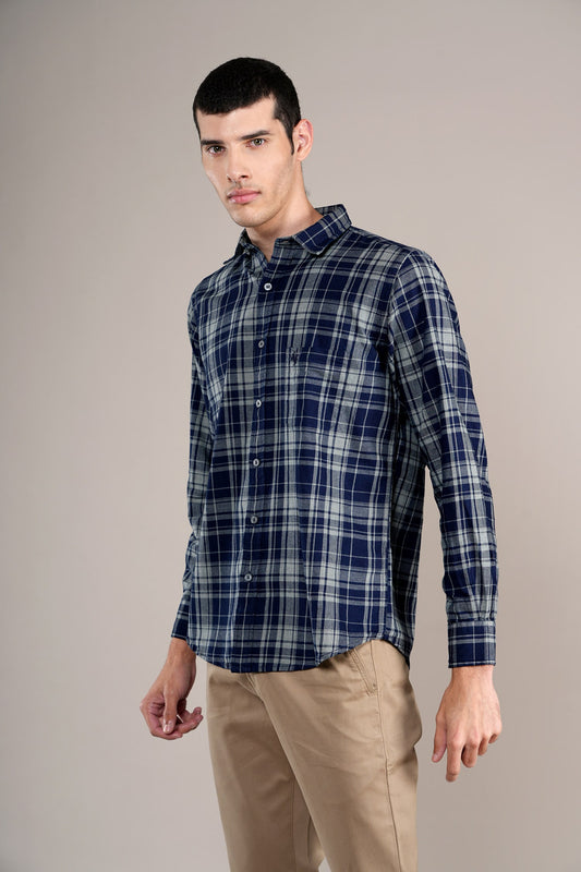 Casual Shirt for Men | Breathable & Soft with Color Fastness Regular Fit Spread Collar Neck Cotton Fabric Checkered Pattern