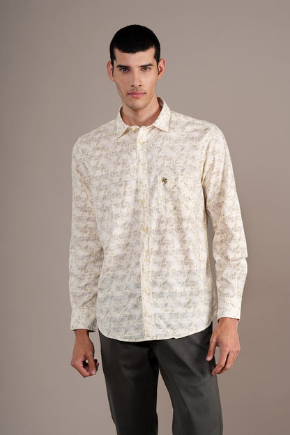Casual Shirt for Men | Breathable & Soft with Color Fastness Regular Fit Spread Collar Neck Cotton Fabric Printed Pattern