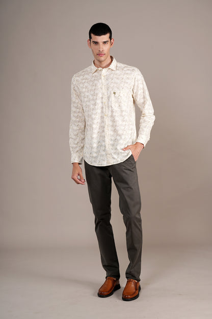 Casual Shirt for Men | Breathable & Soft with Color Fastness Regular Fit Spread Collar Neck Cotton Fabric Printed Pattern