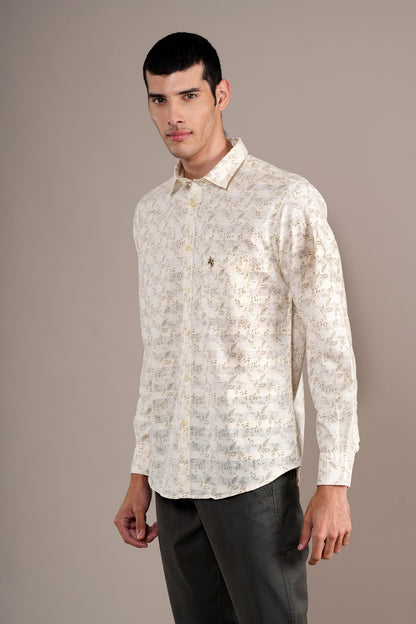 Casual Shirt for Men | Breathable & Soft with Color Fastness Regular Fit Spread Collar Neck Cotton Fabric Printed Pattern