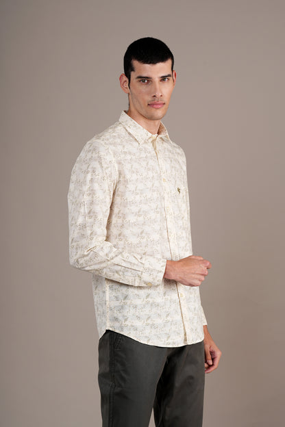 Casual Shirt for Men | Breathable & Soft with Color Fastness Regular Fit Spread Collar Neck Cotton Fabric Printed Pattern