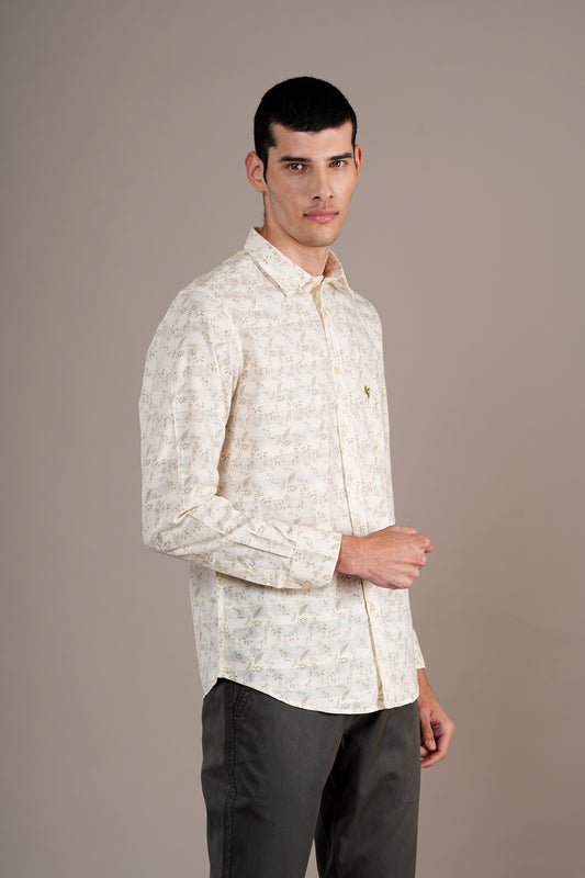 Casual Shirt for Men | Breathable & Soft with Color Fastness Regular Fit Spread Collar Neck Cotton Fabric Printed Pattern