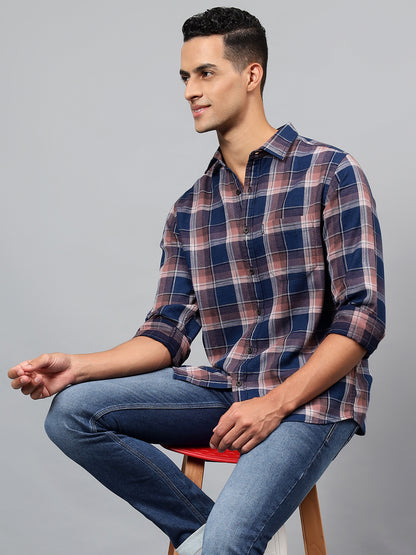Casual Shirt for Men | Breathable & Soft with Color Fastness Regular Fit Spread Collar Neck Cotton Fabric Checkered Pattern
