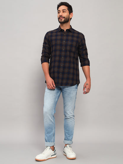 Casual Shirt for Men | Breathable & Soft with Color Fastness Regular Fit Spread Collar Neck Cotton Fabric Checkered Pattern