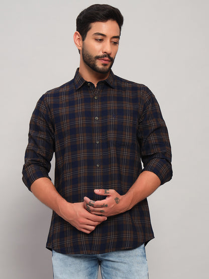 Casual Shirt for Men | Breathable & Soft with Color Fastness Regular Fit Spread Collar Neck Cotton Fabric Checkered Pattern
