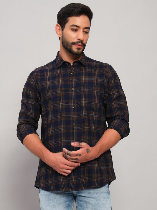 Casual Shirt for Men | Breathable & Soft with Color Fastness Regular Fit Spread Collar Neck Cotton Fabric Checkered Pattern