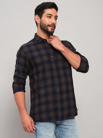 Casual Shirt for Men | Breathable & Soft with Color Fastness Regular Fit Spread Collar Neck Cotton Fabric Checkered Pattern