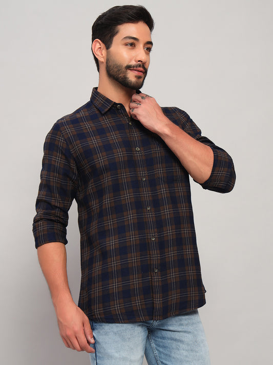 Casual Shirt for Men | Breathable & Soft with Color Fastness Regular Fit Spread Collar Neck Cotton Fabric Checkered Pattern