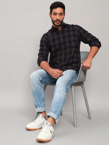 Casual Shirt for Men | Breathable & Soft with Color Fastness Regular Fit Spread Collar Neck Cotton Fabric Checkered Pattern