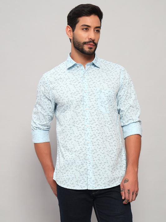 Casual Shirt for Men | Breathable & Soft with Color Fastness Regular Fit Spread Collar Neck Cotton Fabric Printed Pattern