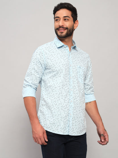 Casual Shirt for Men | Breathable & Soft with Color Fastness Regular Fit Spread Collar Neck Cotton Fabric Printed Pattern