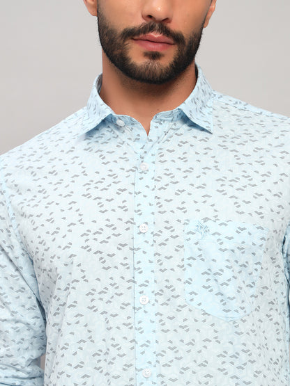 Casual Shirt for Men | Breathable & Soft with Color Fastness Regular Fit Spread Collar Neck Cotton Fabric Printed Pattern