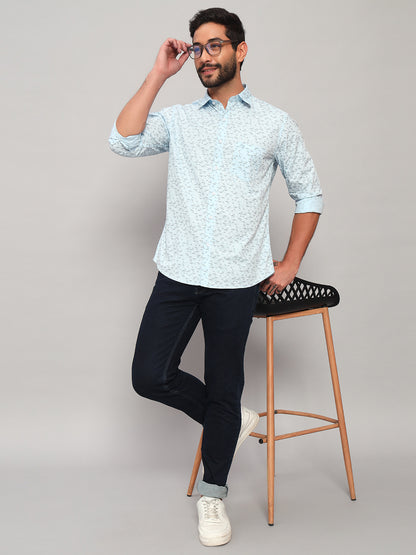 Casual Shirt for Men | Breathable & Soft with Color Fastness Regular Fit Spread Collar Neck Cotton Fabric Printed Pattern