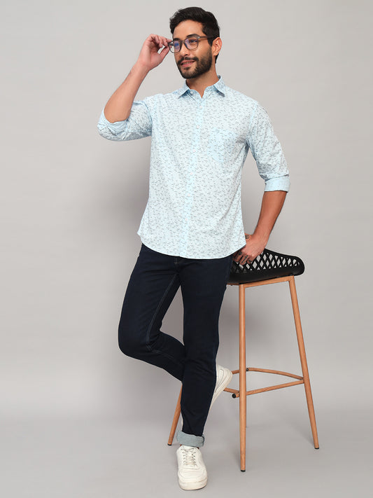 Casual Shirt for Men | Breathable & Soft with Color Fastness Regular Fit Spread Collar Neck Cotton Fabric Printed Pattern