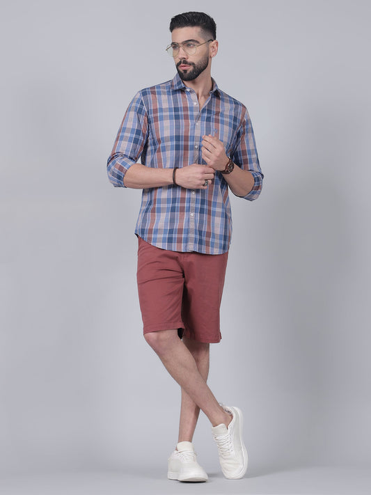 Casual Shirt for Men | Breathable & Soft with Color Fastness Regular Fit Spread Collar Neck Cotton Fabric Checkered Pattern