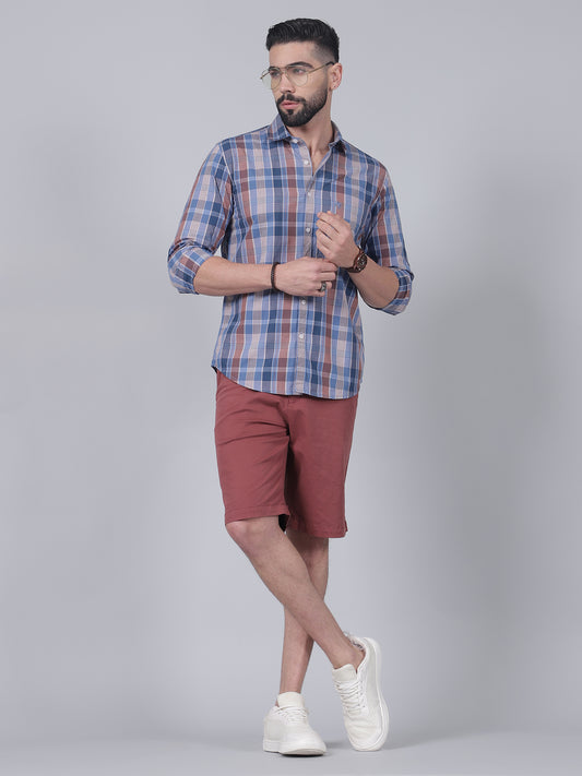 Casual Shirt for Men | Breathable & Soft with Color Fastness Regular Fit Spread Collar Neck Cotton Fabric Checkered Pattern