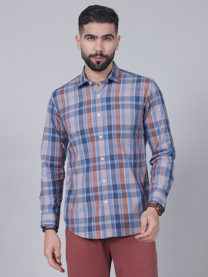 Casual Shirt for Men | Breathable & Soft with Color Fastness Regular Fit Spread Collar Neck Cotton Fabric Checkered Pattern