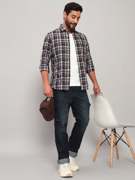 Casual Shirt for Men | Breathable & Soft with Color Fastness Regular Fit Spread Collar Neck Cotton Fabric Checkered Pattern