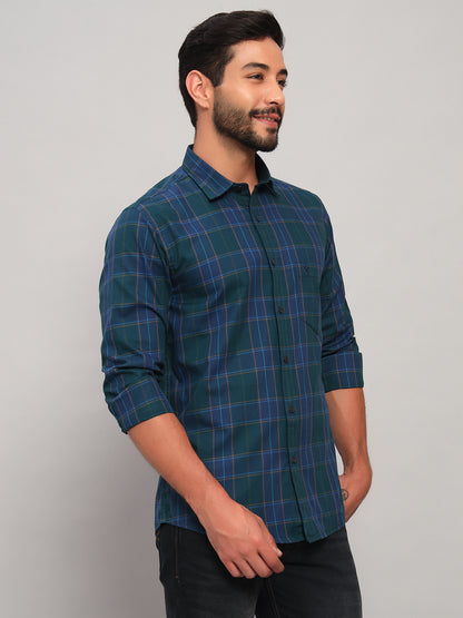 Casual Shirt for Men | Breathable & Soft with Color Fastness Regular Fit Spread Collar Neck Cotton Fabric Checkered Pattern