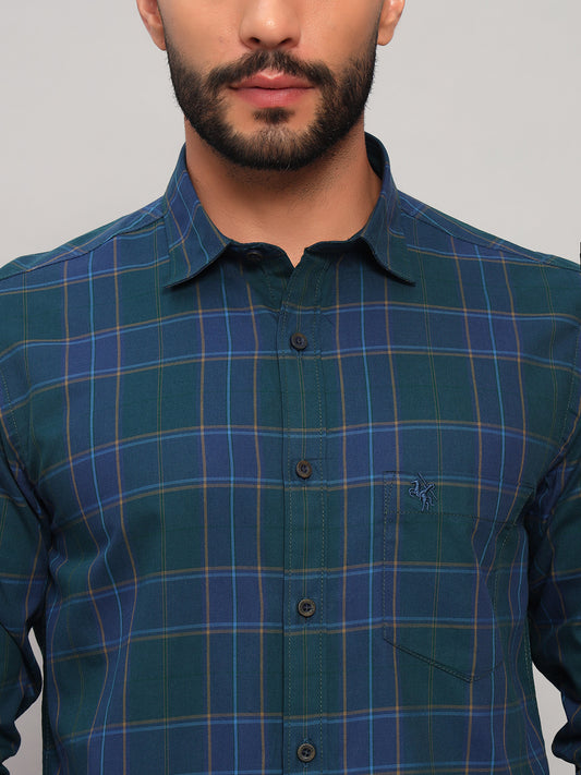Casual Shirt for Men | Breathable & Soft with Color Fastness Regular Fit Spread Collar Neck Cotton Fabric Checkered Pattern