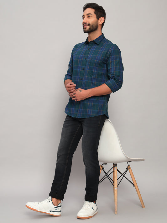Casual Shirt for Men | Breathable & Soft with Color Fastness Regular Fit Spread Collar Neck Cotton Fabric Checkered Pattern