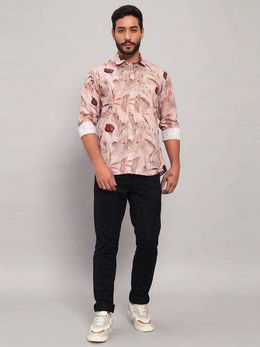 Casual Shirt for Men | Breathable & Soft with Color Fastness Regular Fit Spread Collar Neck Cotton Fabric Printed Pattern