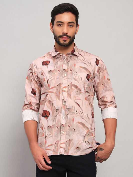 Casual Shirt for Men | Breathable & Soft with Color Fastness Regular Fit Spread Collar Neck Cotton Fabric Printed Pattern