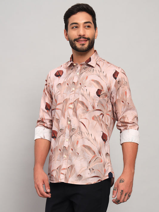 Casual Shirt for Men | Breathable & Soft with Color Fastness Regular Fit Spread Collar Neck Cotton Fabric Printed Pattern