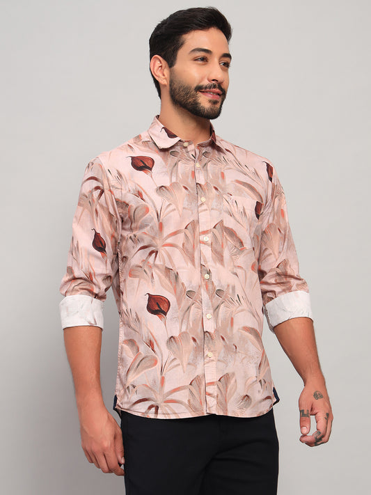 Casual Shirt for Men | Breathable & Soft with Color Fastness Regular Fit Spread Collar Neck Cotton Fabric Printed Pattern