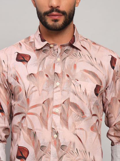 Casual Shirt for Men | Breathable & Soft with Color Fastness Regular Fit Spread Collar Neck Cotton Fabric Printed Pattern