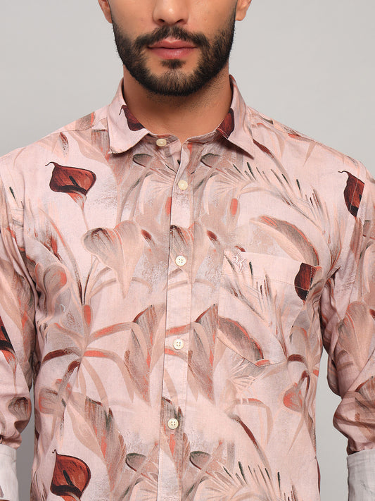 Casual Shirt for Men | Breathable & Soft with Color Fastness Regular Fit Spread Collar Neck Cotton Fabric Printed Pattern