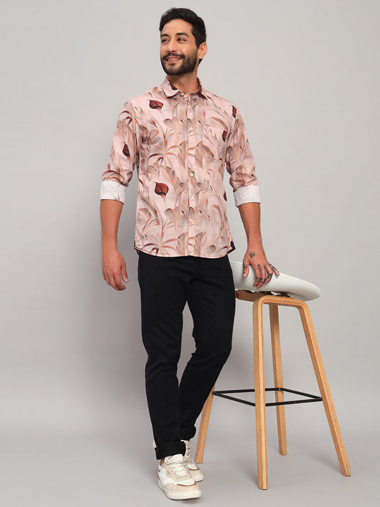 Casual Shirt for Men | Breathable & Soft with Color Fastness Regular Fit Spread Collar Neck Cotton Fabric Printed Pattern