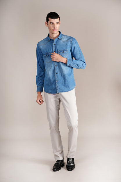 Casual Shirt for Men | Breathable & Soft with Color Fastness Regular Fit Spread Collar Neck Cotton Fabric Solid Pattern