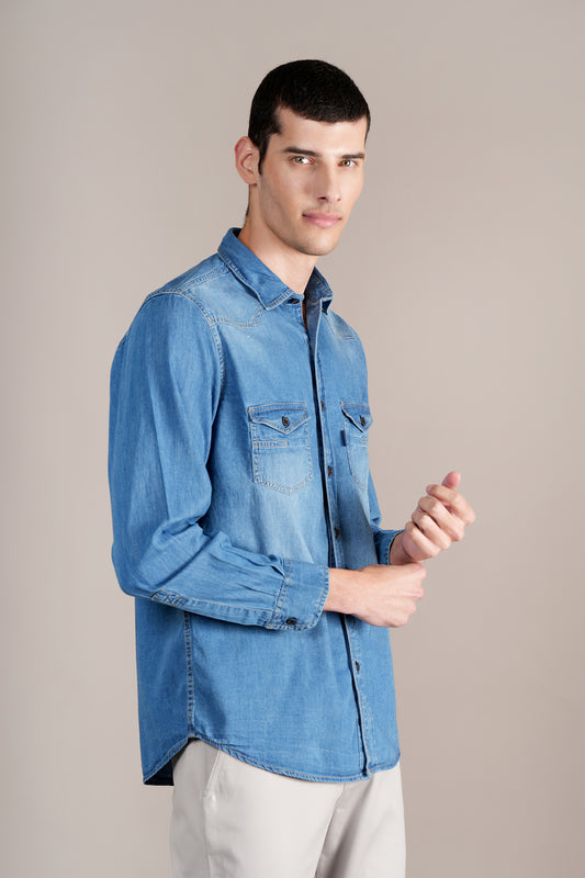 Casual Shirt for Men | Breathable & Soft with Color Fastness Regular Fit Spread Collar Neck Cotton Fabric Solid Pattern