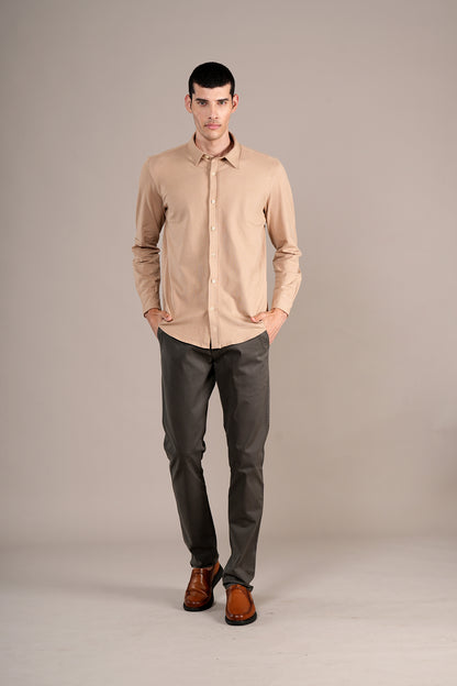 Casual Shirt for Men | Breathable & Soft with Color Fastness Regular Fit Spread Collar Neck Cotton Fabric Self Design Pattern