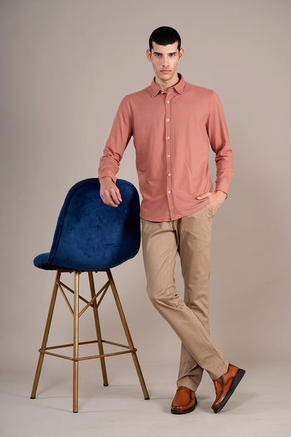 Casual Shirt for Men | Breathable & Soft with Color Fastness Regular Fit Spread Collar Neck Cotton Fabric Self Design Pattern