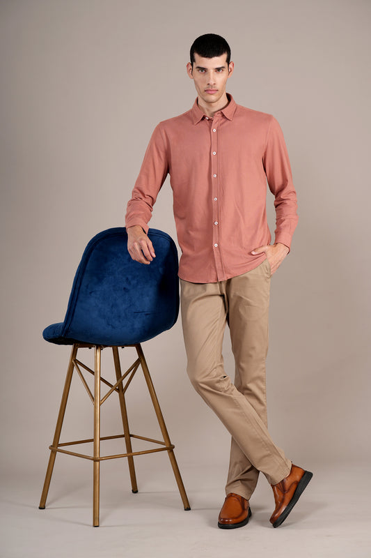 Casual Shirt for Men | Breathable & Soft with Color Fastness Regular Fit Spread Collar Neck Cotton Fabric Self Design Pattern