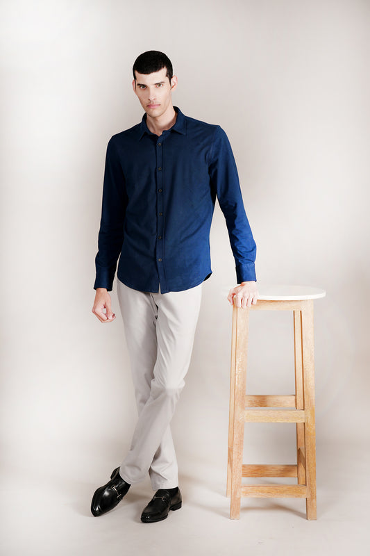 Casual Shirt for Men | Breathable & Soft with Color Fastness Regular Fit Spread Collar Neck Cotton Fabric Self Design Pattern